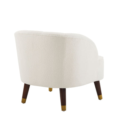Elegant Upholstered Barrel Accent Chair With Wooden Legs