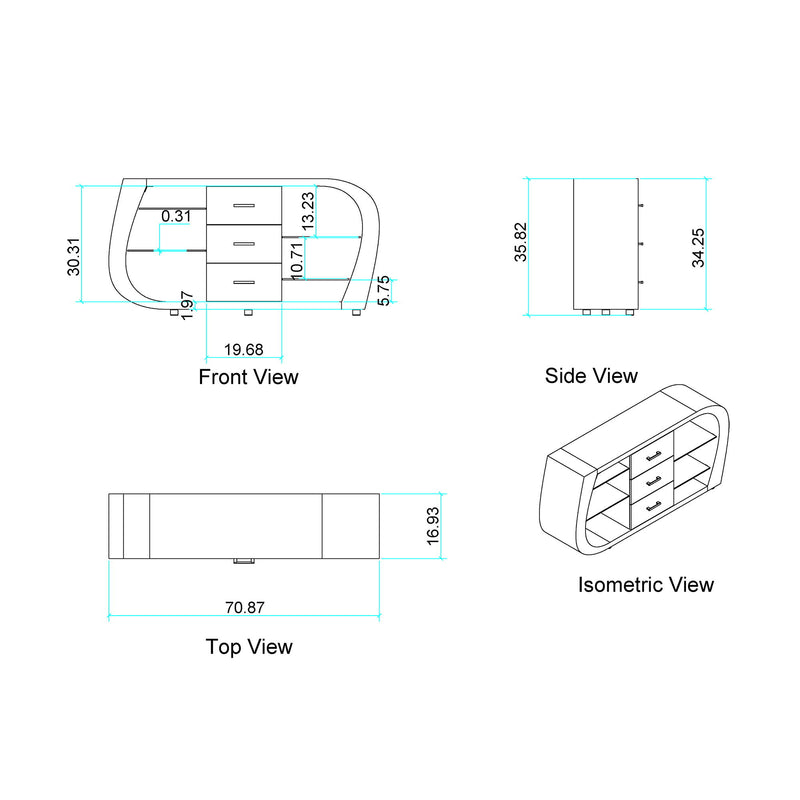 Anne - Buffet - White / Gray