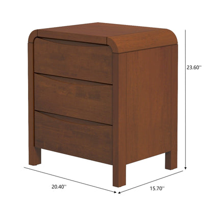 Lionel - Mid-Century Modern Nightstand 3 Drawer Bed Side Table - Brown