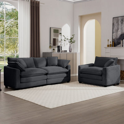 Elegant Corduroy Oversized Sectional Sofa Set With Deep Seats And Flexible Layout
