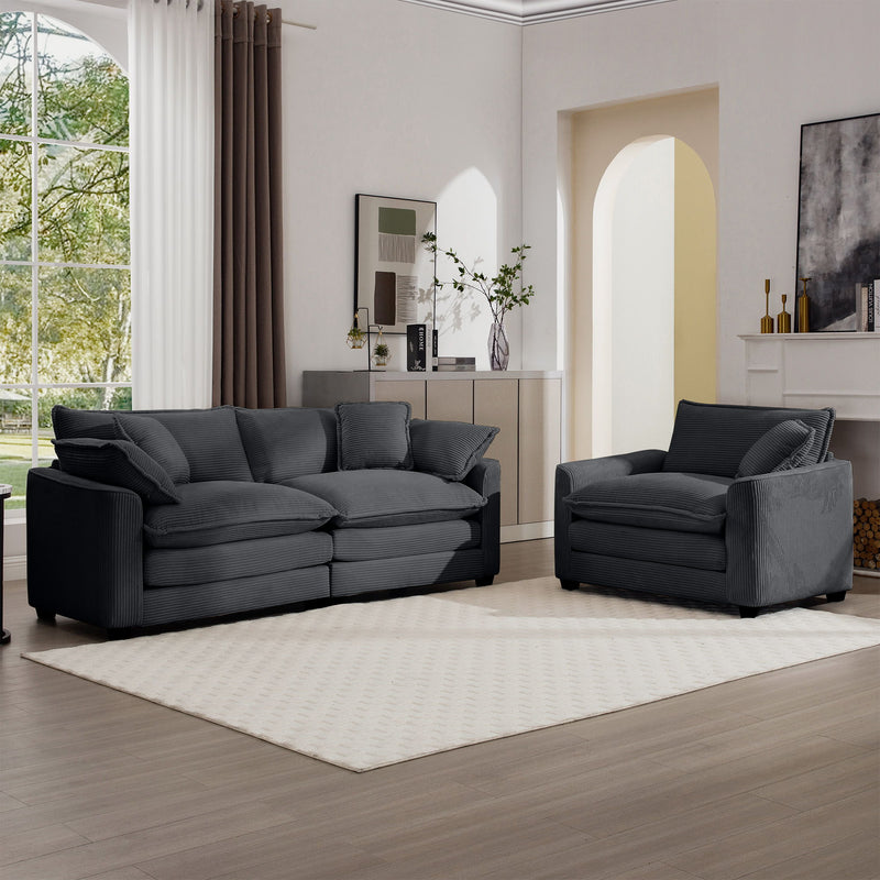 Elegant Corduroy Oversized Sectional Sofa Set With Deep Seats And Flexible Layout