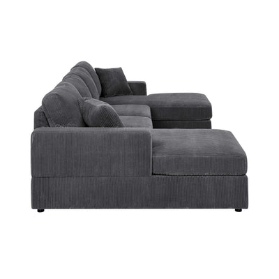 3 Piece Corduroy Double Chaise Sectional Sofa