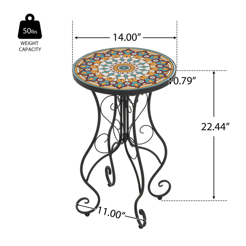 Colorful Outdoor Side Table With Ceramic Tile Top