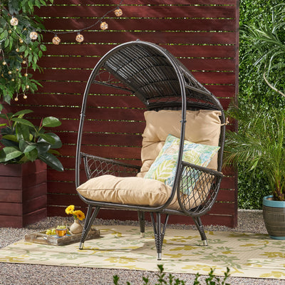 Outdoor Wicker Standing Basket Chair With Cushion