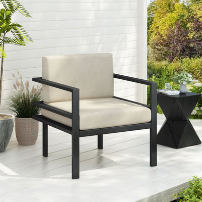 Modern Outdoor Lounge Chair With Aluminum Frame And Weather Resistant Cushions