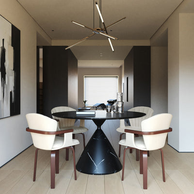 Mid Century Modern Bentwood Swivel Dining Chairs (Set of 2) - White / Walnut