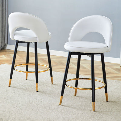 Upholstered Rotatable Bar Chair With Metal Legs For Dining Room