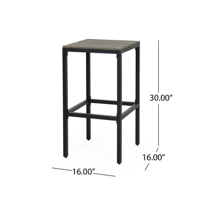 Outdoor Bar Stool With Slat Design And Metal Frame (Set of 2)