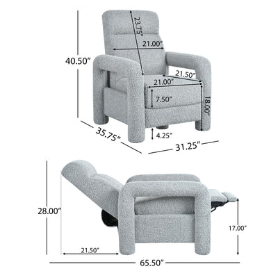 Push Back Recliner Armchair Upholstered Recliner Chair Single Sofa With Adjustable Backrest