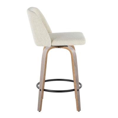 Toriano - Contemporary Fixed Height Counter Stool Swivel & Round Footrest (Set of 2)