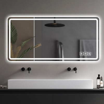 LED Bathroom Mirror, Anti Explosion Glass, Rust Resistant, Anti Fog, Tri Color