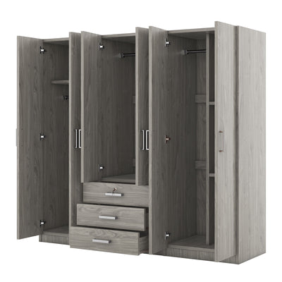 6 Doors Wardrobe Storage For Bedroom, With Big Drawers