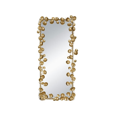 Full Length Mirror With en Leaf Accents, Floor Miiror For Living Room Bedroom - Gold