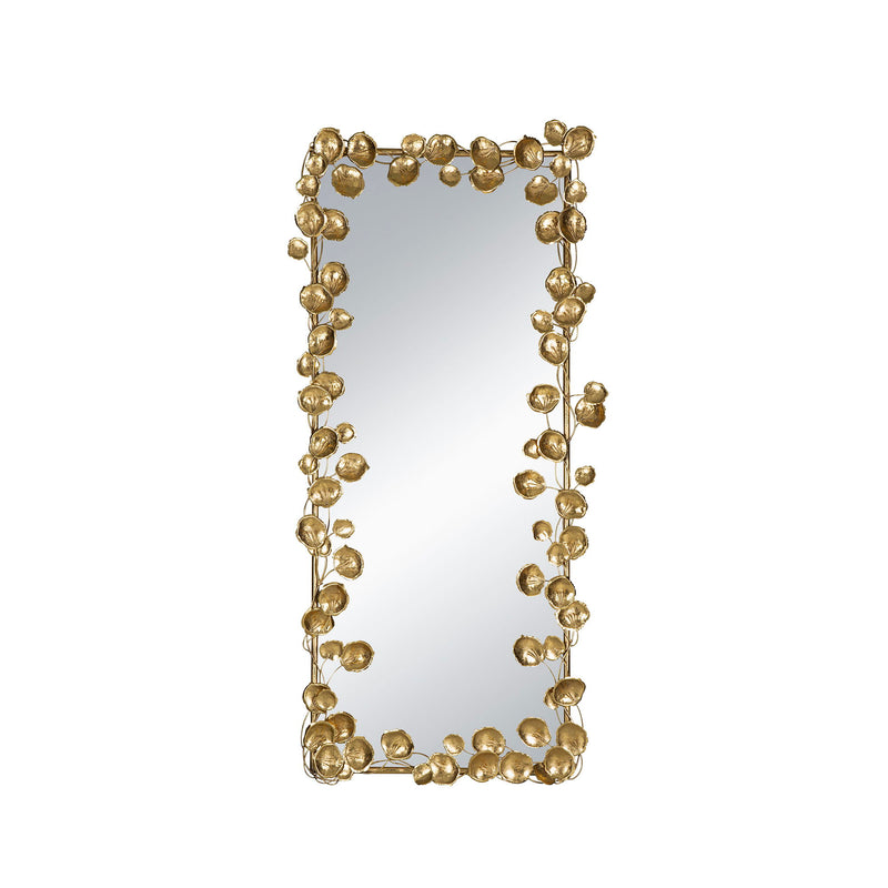 Full Length Mirror With en Leaf Accents, Floor Miiror For Living Room Bedroom - Gold