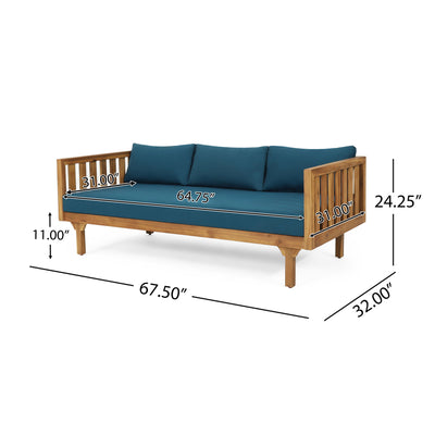 Claremont - 3 Seater Daybed Teak Acacia Wood Water Resistant Cushions