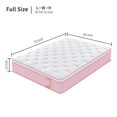 12" Hybrid Mattress With Individual Pocket Spring, Comortable Memory Foam