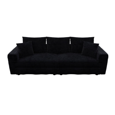 Plush Corduroy 4 Seat Sofa, Modern Comfy Upholstered Sofa Cloud Couch, Deep Seat Couches With Soft Pillows