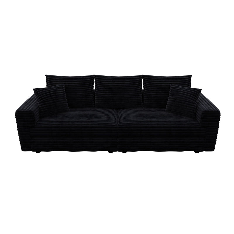 Plush Corduroy 4 Seat Sofa, Modern Comfy Upholstered Sofa Cloud Couch, Deep Seat Couches With Soft Pillows