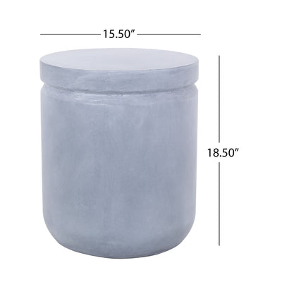Outdoor Concrete End Table - Light Blue