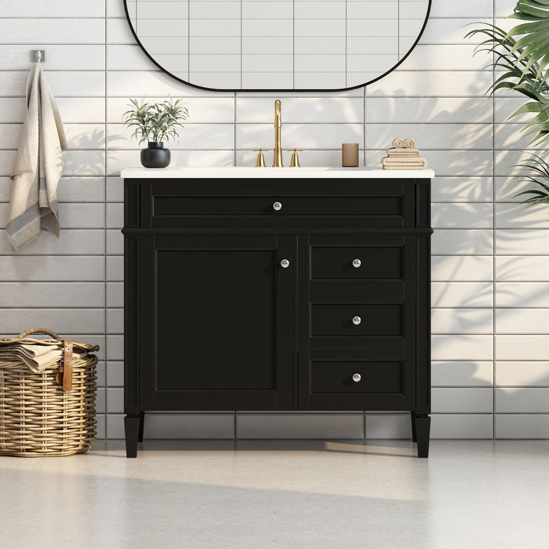 Bathroom Vanity & Top Sink, Modern Bathroom Storage Cabinet With 2 Drawers And A Tip-Out Drawer
