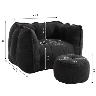Soft Chenille Bean Bag Chair With High Resilient Foam