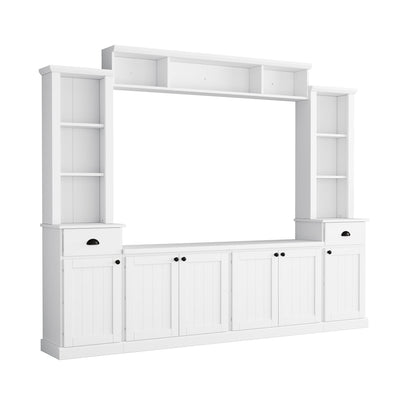 Minimalist Entertainment Wall Unit Set With Bridge For TVs Up To 75"
