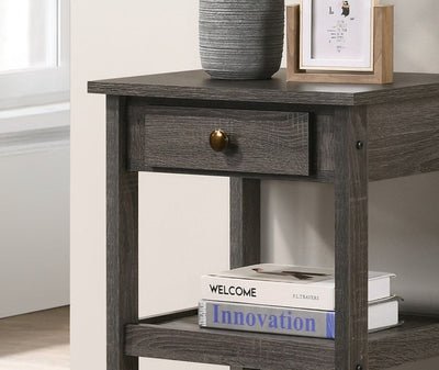 Arine - Console Table With Drawer And Shelves - Gray