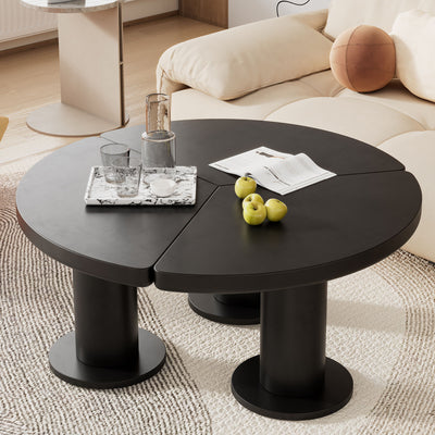 Round Petal Shaped Coffee Table With 3 Thick Legs