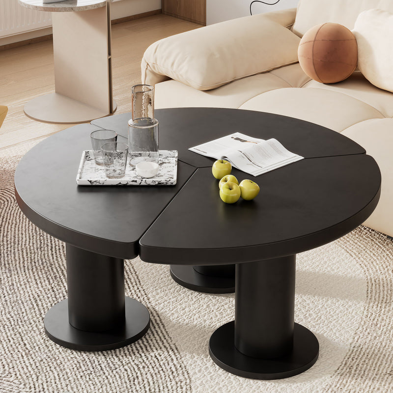 Round Petal Shaped Coffee Table With 3 Thick Legs