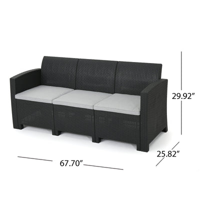 Outdoor 3 Seater Rattan Sofa With Water Resistant Cushions