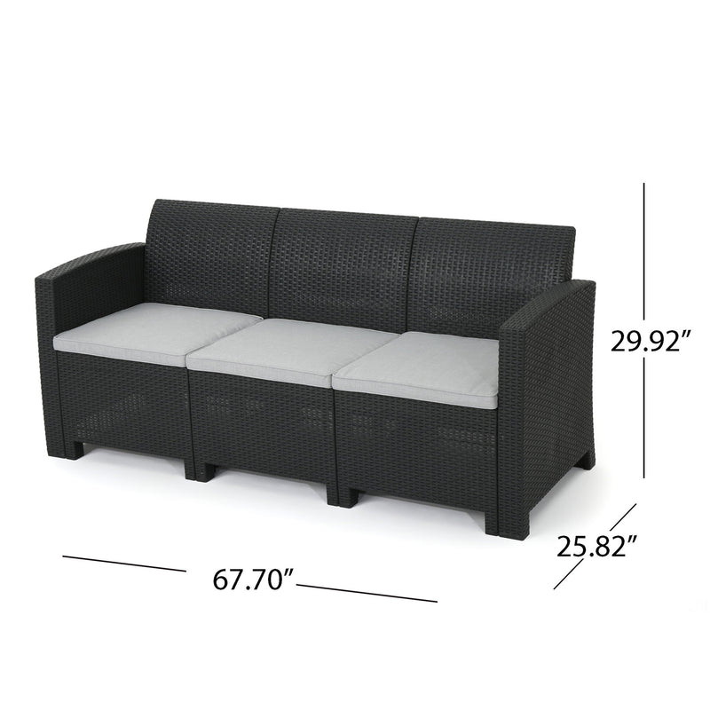 Outdoor 3 Seater Rattan Sofa With Water Resistant Cushions