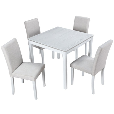 Dining Table Set With Crystal Decoration And Upholstered Chairs