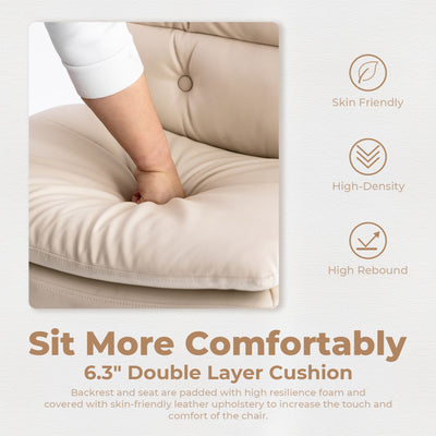 Large Size Armless Home Office Desk Chair Vanity Chair No Wheels - Beige