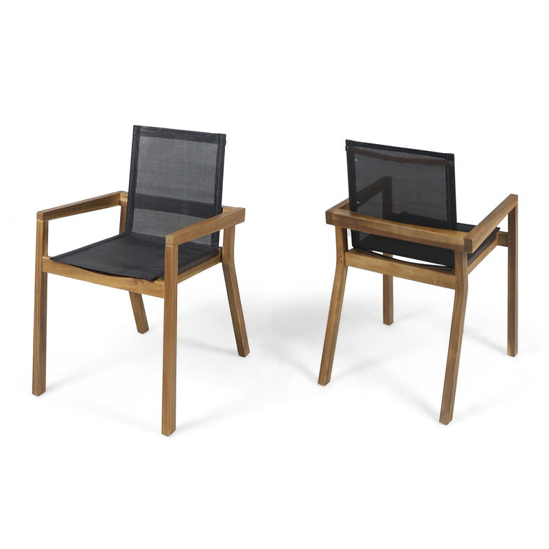 Belfast - Dining Chair With Acacia Wood Frame And Mesh Seating (Set of 2)