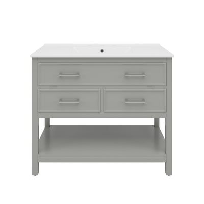 Bathroom Vanity With Ceramic Sink, Tip Out Tray & 2 Full Extension Drawers