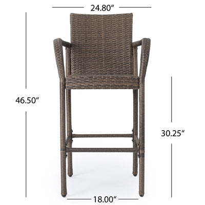 Outdoor Wicker Barstools With Rattan And Iron Frame