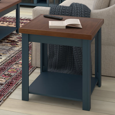 Nantucket - Side Table - Blue Denim, Whiskey