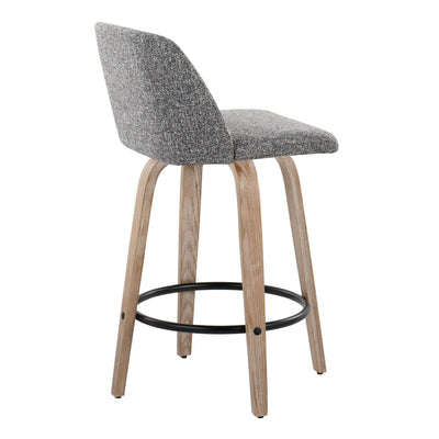 Toriano - Contemporary Fixed-Height Counter Stool & Swivel With Round Footrest (Set of 2)