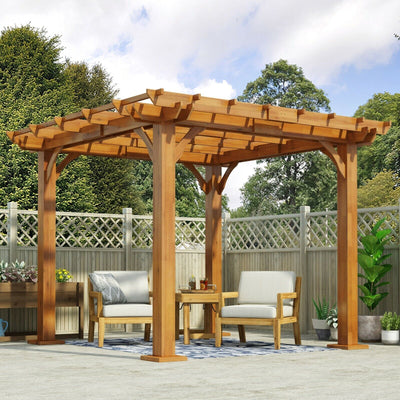 Brady - 10 X 10 Ft. Square Pergola - Teak