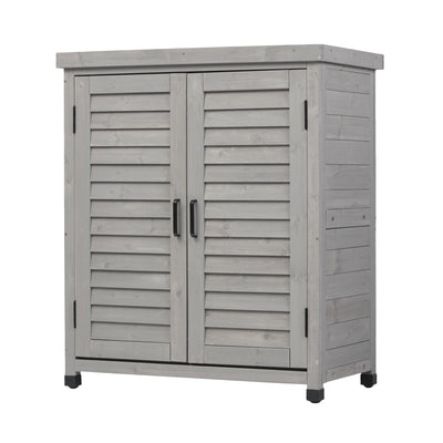 Potting Bench With Storage Cabinet And Metal Table Top For Outdoor