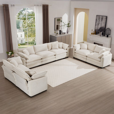 Elegant Corduroy Oversized Sectional Sofa Set With Deep Seats And Flexible Layout