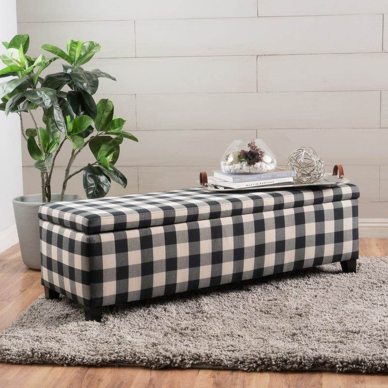 Contemporary Storage Ottoman With Seating And Storage - Black