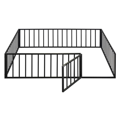 Metal Floor Bed Frame With Fence And Door