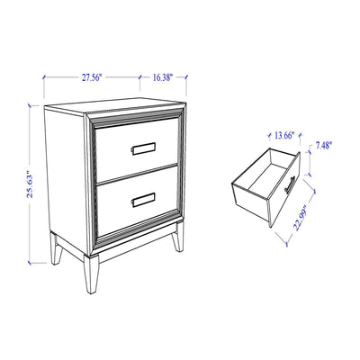 Almera - Glitter Nightstand - White