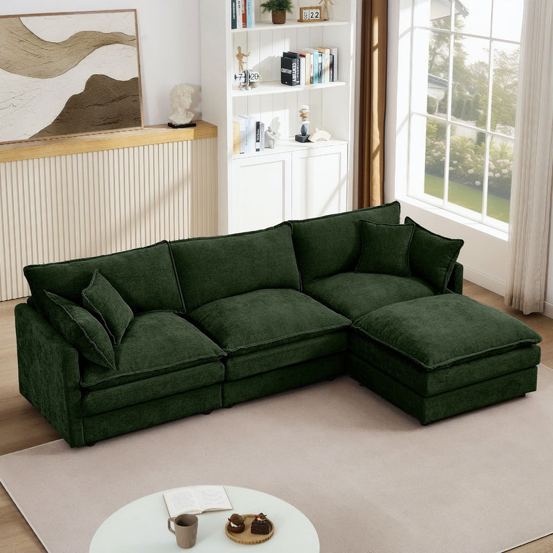 Contemporary Modular Sectional Sofa Set With Movable Ottoman