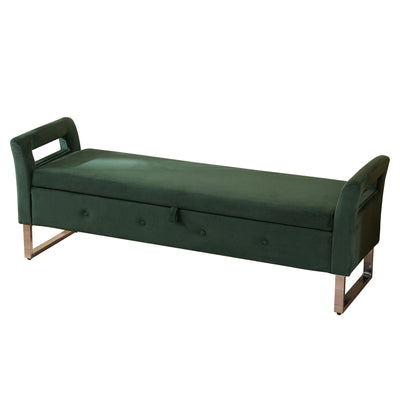 Wide Storage Soft Ottoman Bench With Armrests