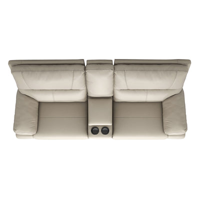 Malibu - Modern Power Motion 3 Piece Reclining Loveseat Sofa With Cup Holders - Cream Taupe Beige