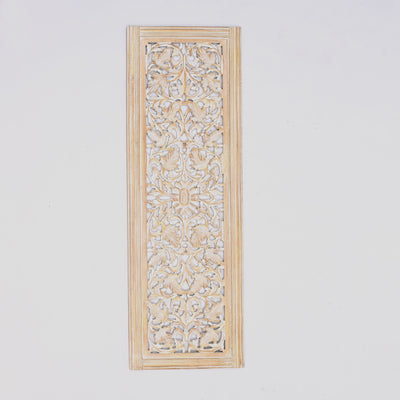 Floral Hand Carved Mandala Rectangular Wall Decor Accent - Gold / White
