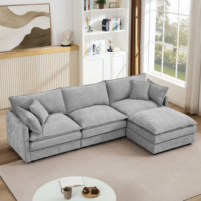 Contemporary Modular Sectional Sofa Set With Movable Ottoman
