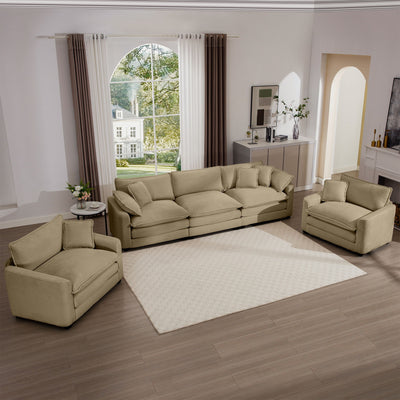 Elegant Corduroy Oversized Sectional Sofa Set With Deep Seats And Flexible Layout